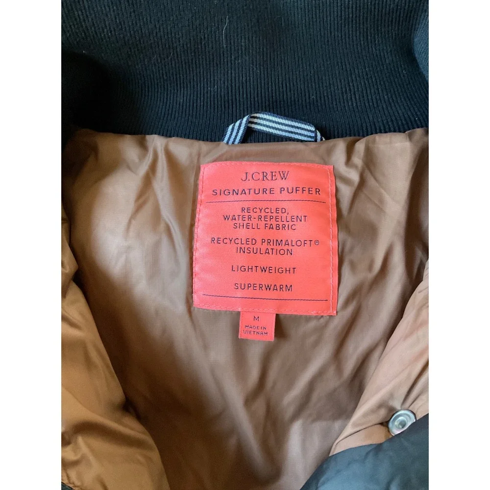 J.Crew Signature Puffer Jacket Black Water Repellent Medium New‎ Without Tags